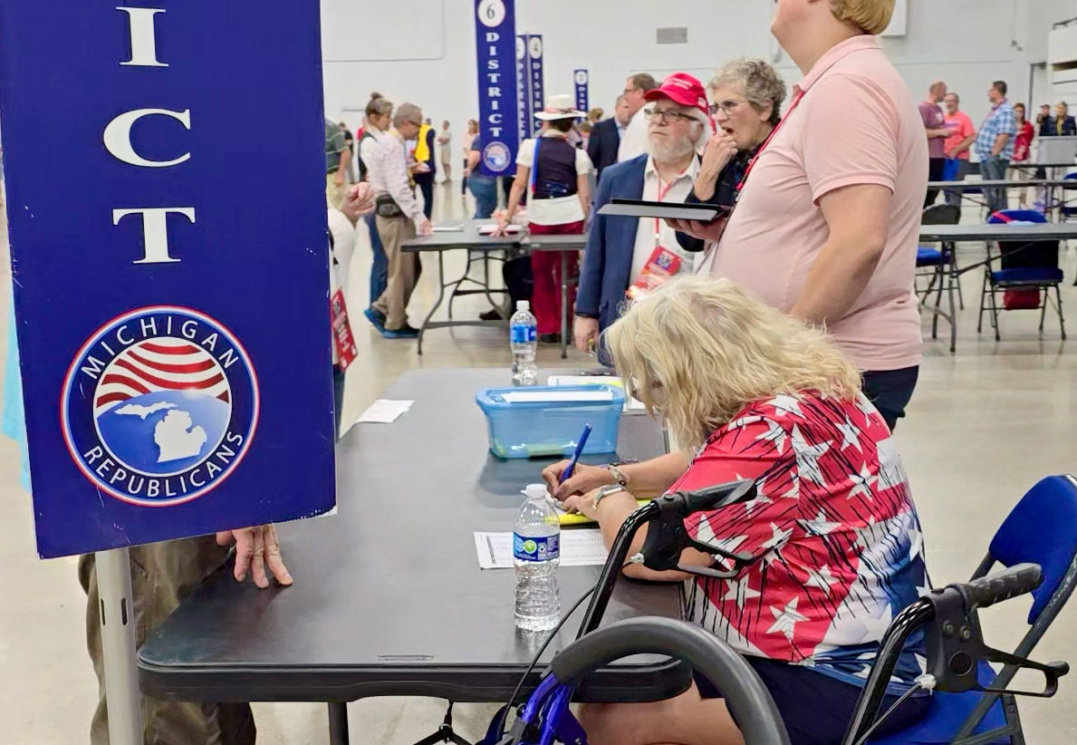 Volunteer clerk counting votes at Michigan Republican Party State Convention
