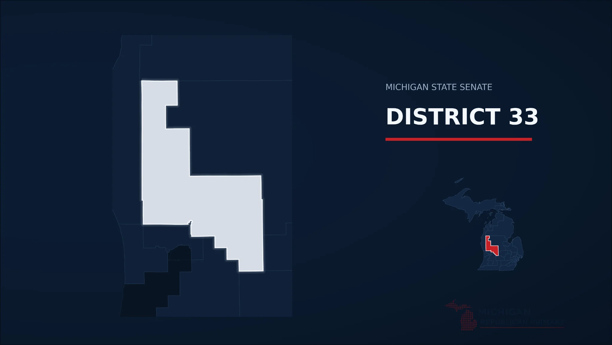 Graphic overview map of Michigan State Senate District 33