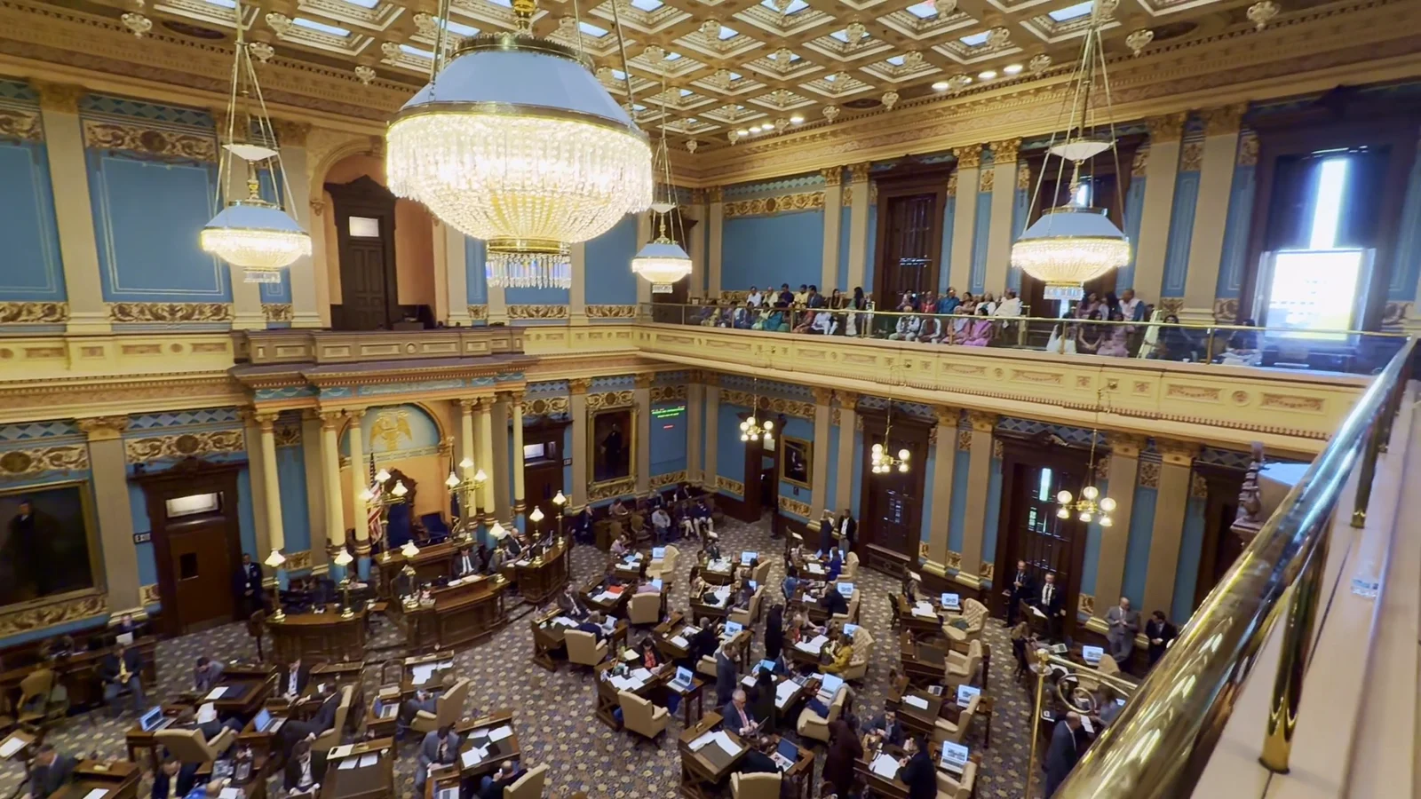 Inside the Michigan Senate chamber at the State Capitol in Lansing